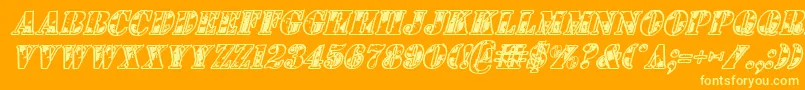 1stCavItalic-fontti – keltaiset fontit oranssilla taustalla