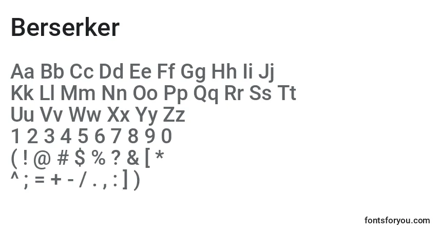 Czcionka Berserker – alfabet, cyfry, specjalne znaki