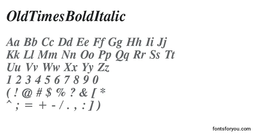 Fuente OldTimesBoldItalic - alfabeto, números, caracteres especiales