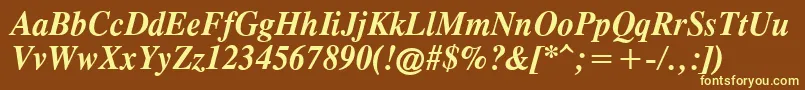 OldTimesBoldItalic-Schriftart – Gelbe Schriften auf braunem Hintergrund