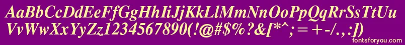 フォントOldTimesBoldItalic – 紫の背景に黄色のフォント