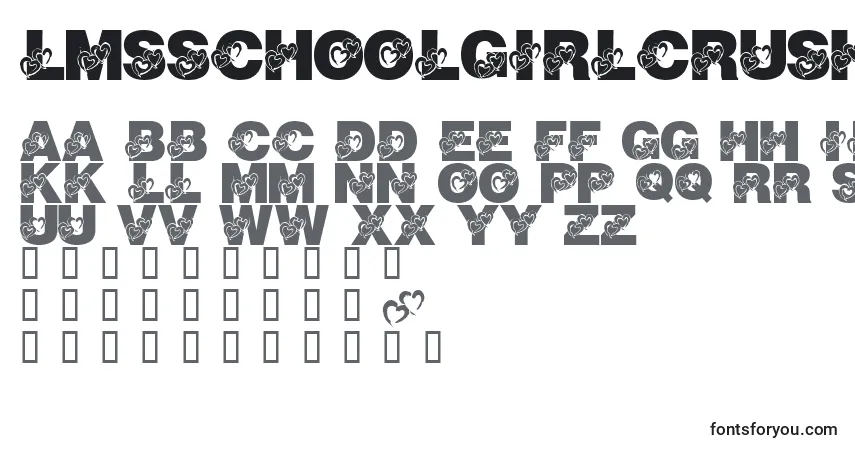 Шрифт LmsSchoolGirlCrush – алфавит, цифры, специальные символы