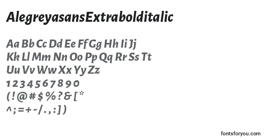 Czcionka AlegreyasansExtrabolditalic – alfabet, cyfry, specjalne znaki