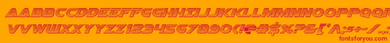 Airstrikechrome-Schriftart – Rote Schriften auf orangefarbenem Hintergrund