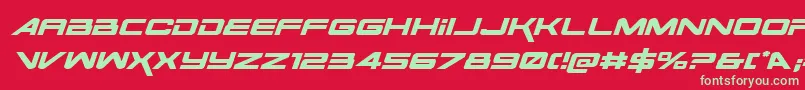 SpaceRangerExpandedItalic-Schriftart – Grüne Schriften auf rotem Hintergrund