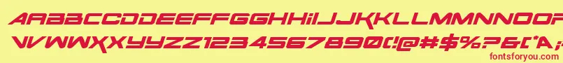 SpaceRangerExpandedItalic-Schriftart – Rote Schriften auf gelbem Hintergrund