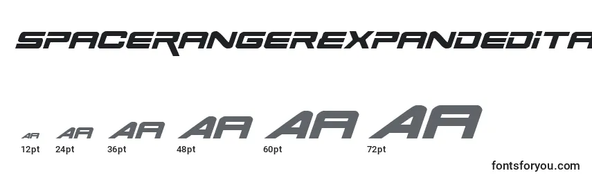 SpaceRangerExpandedItalic Font Sizes