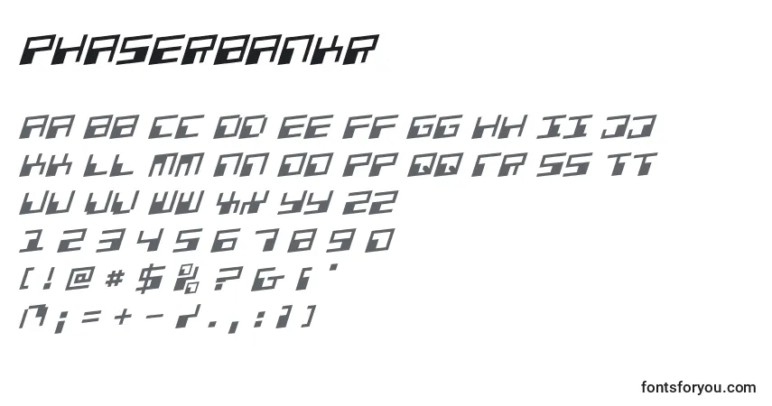 Schriftart Phaserbankr – Alphabet, Zahlen, spezielle Symbole