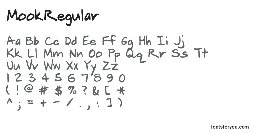 Schriftart MookRegular – Alphabet, Zahlen, spezielle Symbole
