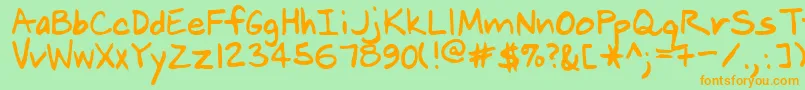 MookRegular Font – Orange Fonts on Green Background