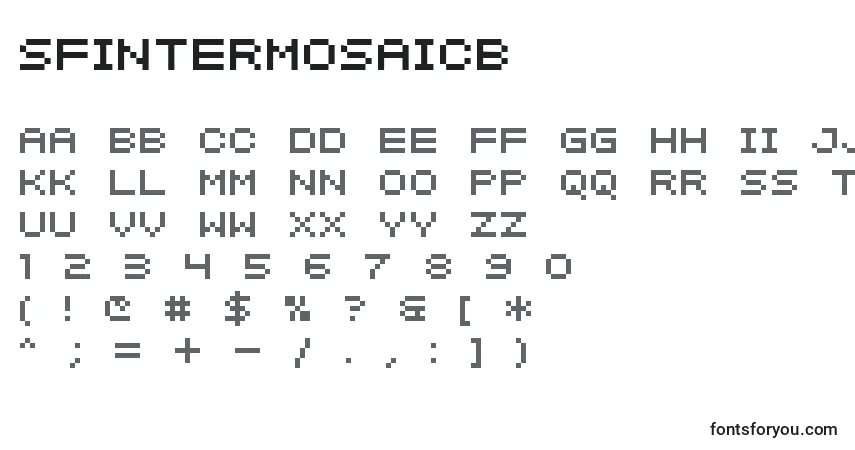 A fonte SfIntermosaicB – alfabeto, números, caracteres especiais