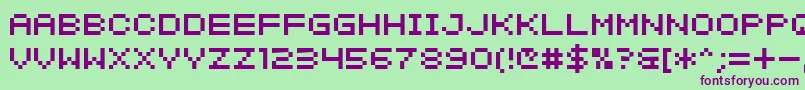 SfIntermosaicB-fontti – violetit fontit vihreällä taustalla