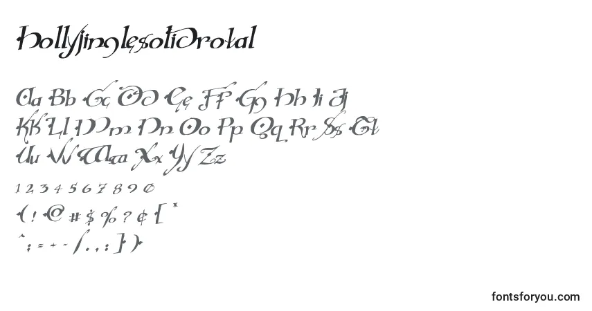 Fuente Hollyjinglesolidrotal - alfabeto, números, caracteres especiales