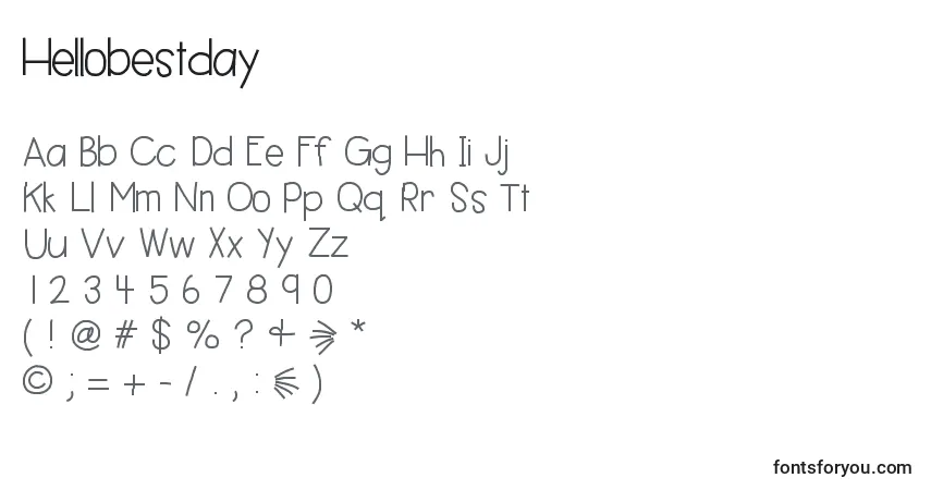 Schriftart Hellobestday – Alphabet, Zahlen, spezielle Symbole