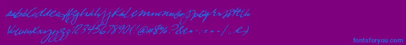 TrueBlue-Schriftart – Blaue Schriften auf violettem Hintergrund