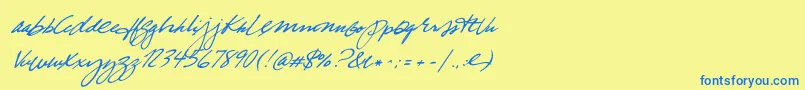 TrueBlue-Schriftart – Blaue Schriften auf gelbem Hintergrund