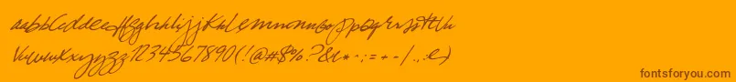 TrueBlue-Schriftart – Braune Schriften auf orangefarbenem Hintergrund