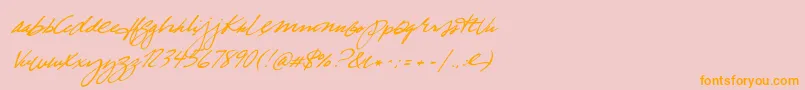TrueBlue-Schriftart – Orangefarbene Schriften auf rosa Hintergrund