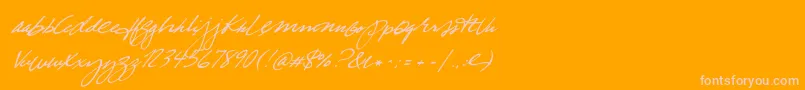 TrueBlue-Schriftart – Rosa Schriften auf orangefarbenem Hintergrund