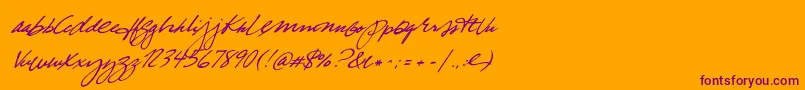TrueBlue-Schriftart – Violette Schriften auf orangefarbenem Hintergrund