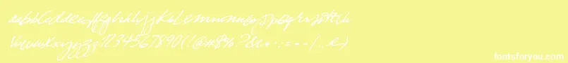 フォントTrueBlue – 黄色い背景に白い文字