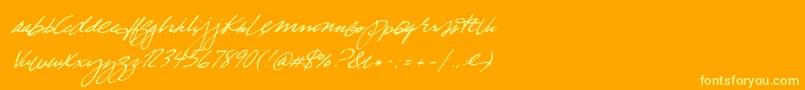 TrueBlue-Schriftart – Gelbe Schriften auf orangefarbenem Hintergrund