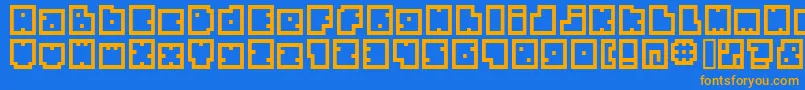 Saiba mais sobre a fonte BmBiscuitA9 Fonte BmBiscuitA9 – fontes laranjas em um fundo azul