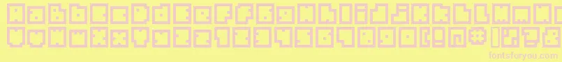 BmBiscuitA9-fontti – vaaleanpunaiset fontit keltaisella taustalla