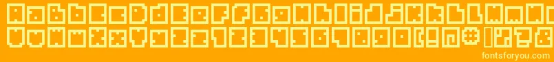 BmBiscuitA9-fontti – keltaiset fontit oranssilla taustalla