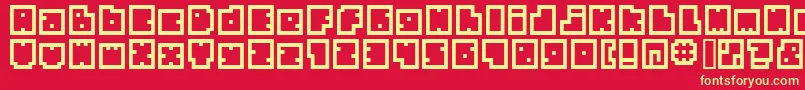 フォントBmBiscuitA9 – 黄色の文字、赤い背景