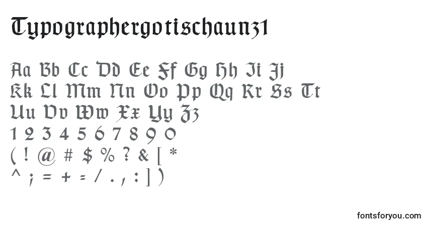 Шрифт Typographergotischaunz1 – алфавит, цифры, специальные символы