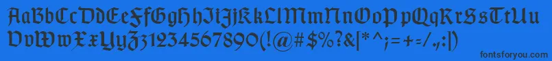 Czcionka Typographergotischaunz1 – czarne czcionki na niebieskim tle