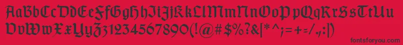 Czcionka Typographergotischaunz1 – czarne czcionki na czerwonym tle