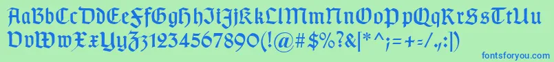 Typographergotischaunz1 Font – Blue Fonts on Green Background