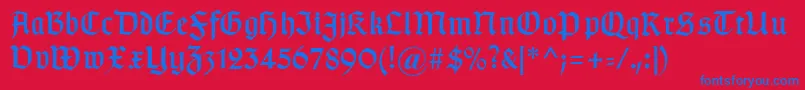 Typographergotischaunz1 Font – Blue Fonts on Red Background