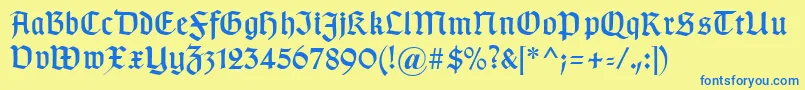 Typographergotischaunz1 Font – Blue Fonts on Yellow Background