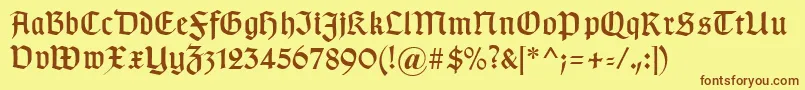 Typographergotischaunz1 Font – Brown Fonts on Yellow Background