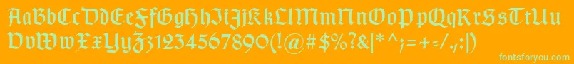 Typographergotischaunz1 Font – Green Fonts on Orange Background