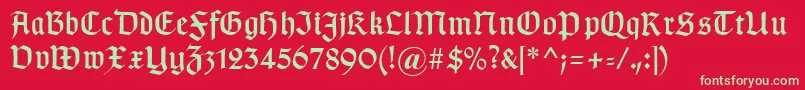 Fonte Typographergotischaunz1 – fontes verdes em um fundo vermelho