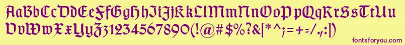 Typographergotischaunz1 Font – Purple Fonts on Yellow Background