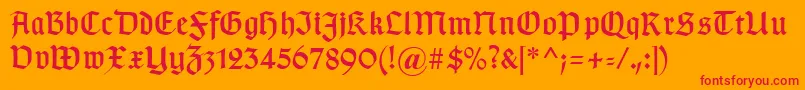 Fonte Typographergotischaunz1 – fontes vermelhas em um fundo laranja