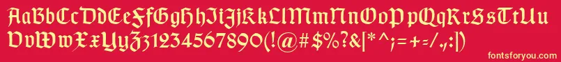 Fonte Typographergotischaunz1 – fontes amarelas em um fundo vermelho