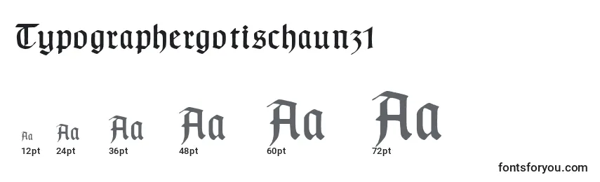 Größen der Schriftart Typographergotischaunz1