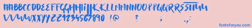 フォントMusterion – ピンクの背景に青い文字