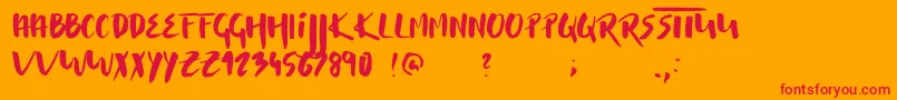 フォントMusterion – オレンジの背景に赤い文字