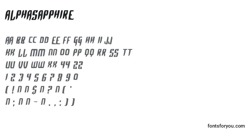 Schriftart AlphaSapphire – Alphabet, Zahlen, spezielle Symbole