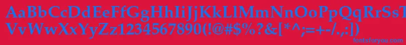 AgpalatialcBold-Schriftart – Blaue Schriften auf rotem Hintergrund