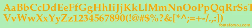 フォントAgpalatialcBold – オレンジの文字が緑の背景にあります。