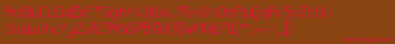 フォントFuturexGrunge – 赤い文字が茶色の背景にあります。
