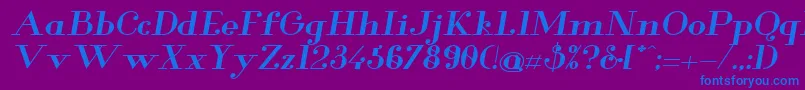 GlamorBoldextendeditalic-Schriftart – Blaue Schriften auf violettem Hintergrund